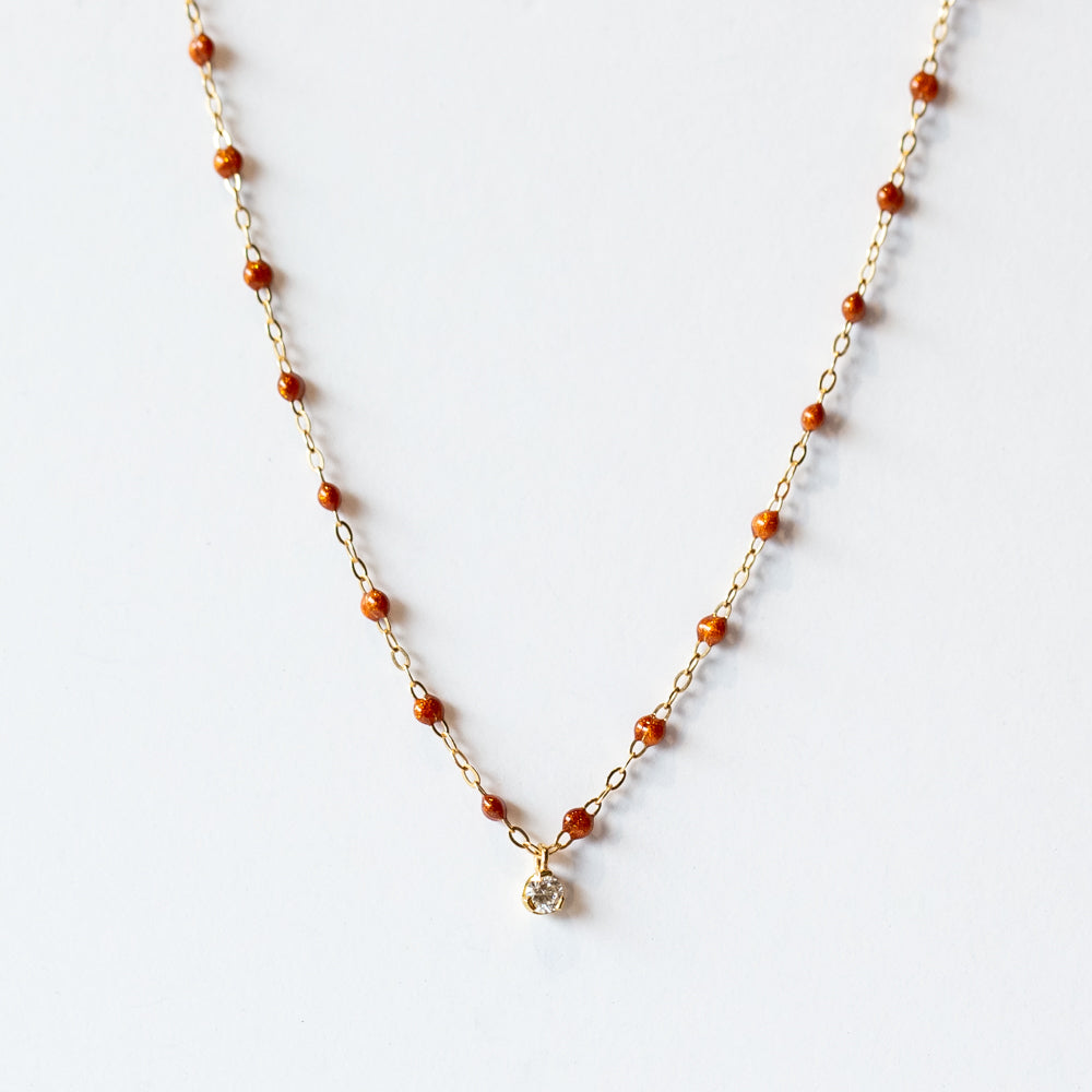 Gigi Supreme One Diamond Necklace, Fauve
