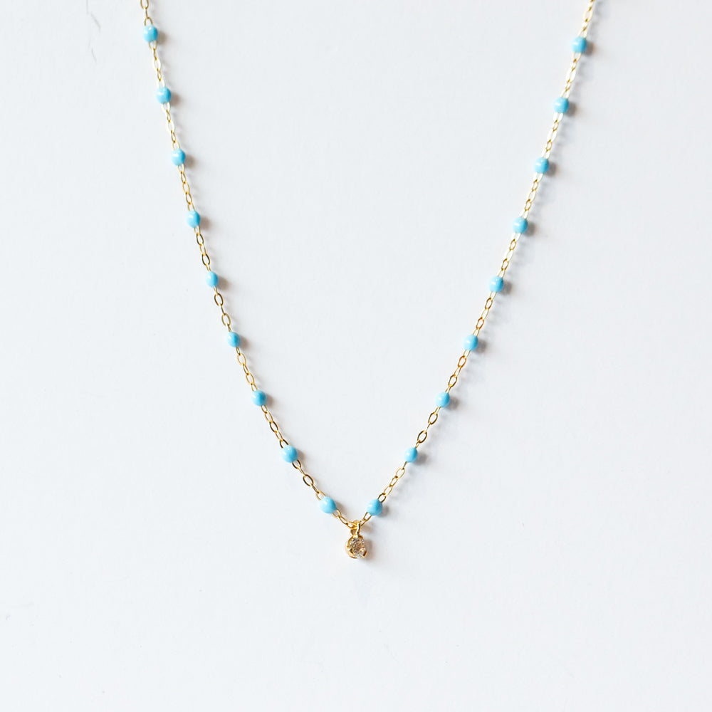 Gigi Supreme One Diamond Necklace, Turquoise