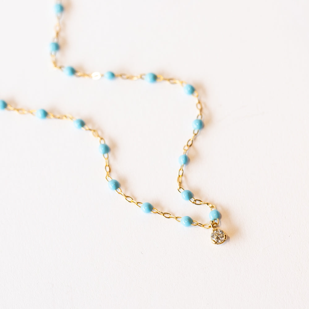 Gigi Supreme One Diamond Necklace, Turquoise