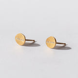 Hammered Oval Stud Earrings with Diamond Line