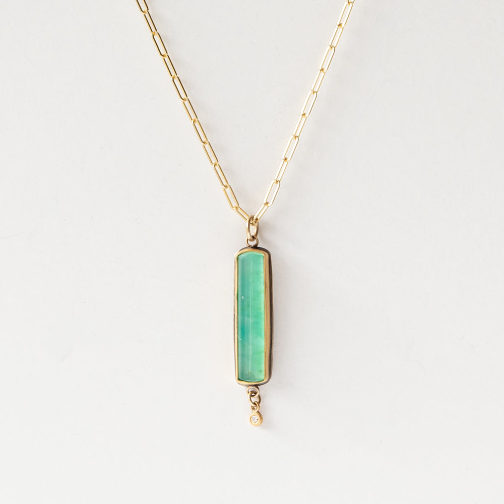 Gem Silica Necklace with One Diamond Drop