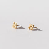 Raised Disk 4-Diamond Stud Earrings