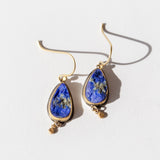 Teardrop Surface-Cut Lapis Drop Earrings