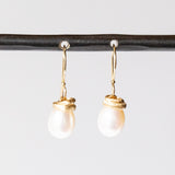 Small Cultured White Pearl Drop Earrings