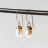 Small Cultured White Pearl Drop Earrings