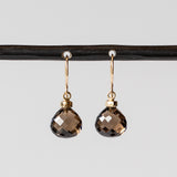 Small Faceted Smoky Quartz Droplet Earrings