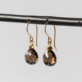 Small Faceted Smoky Quartz Droplet Earrings