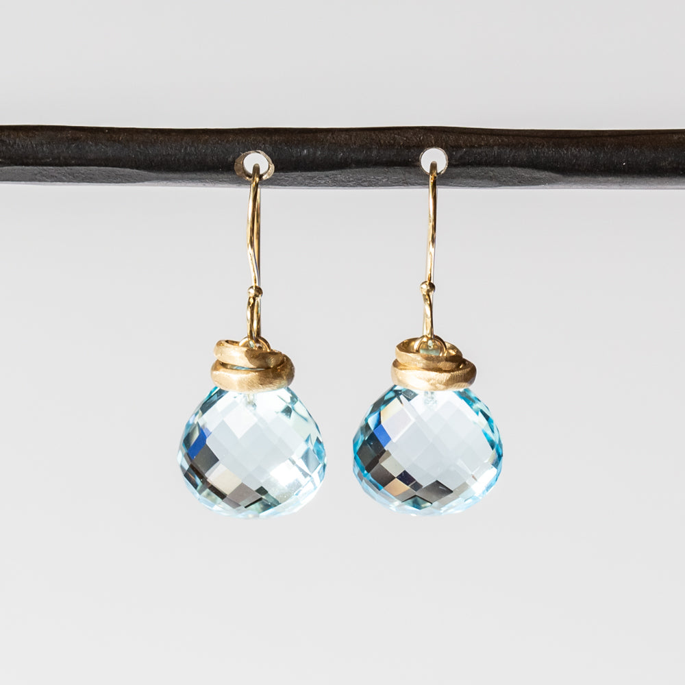 Faceted Sky Blue Topaz Drop Earrings