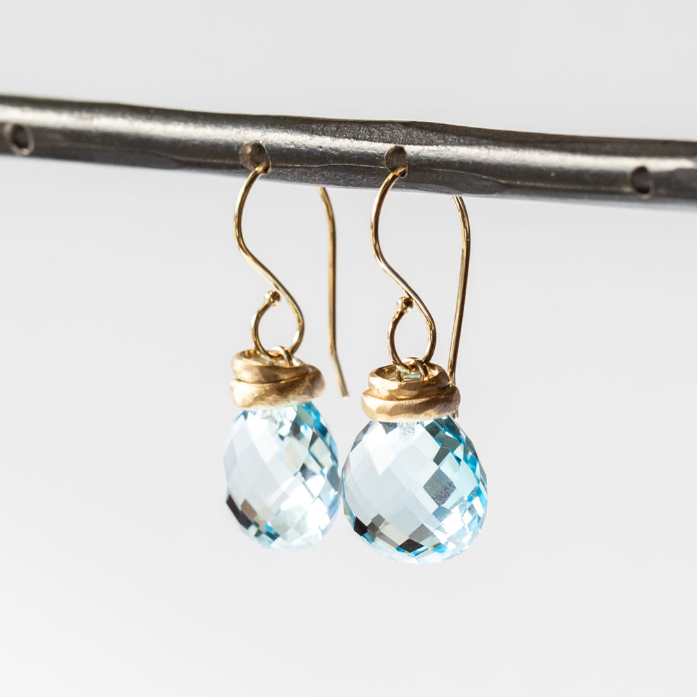 Faceted Sky Blue Topaz Drop Earrings