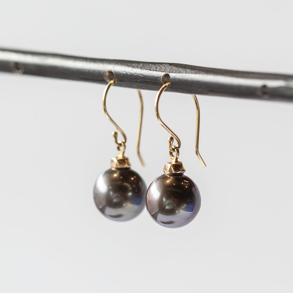 Round Tahitian Pearl Drop Earrings