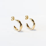 Gold Ripple Huggie Hoop Earrings