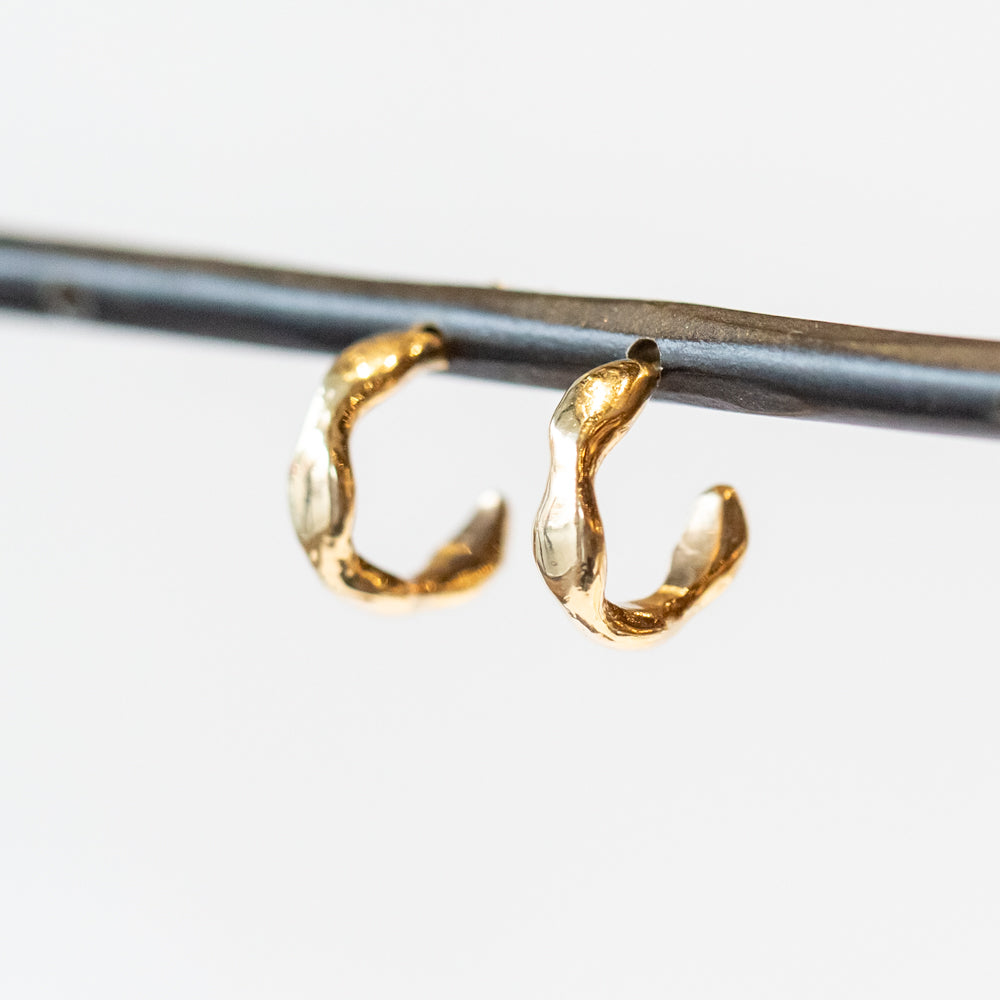 Gold Ripple Huggie Hoop Earrings