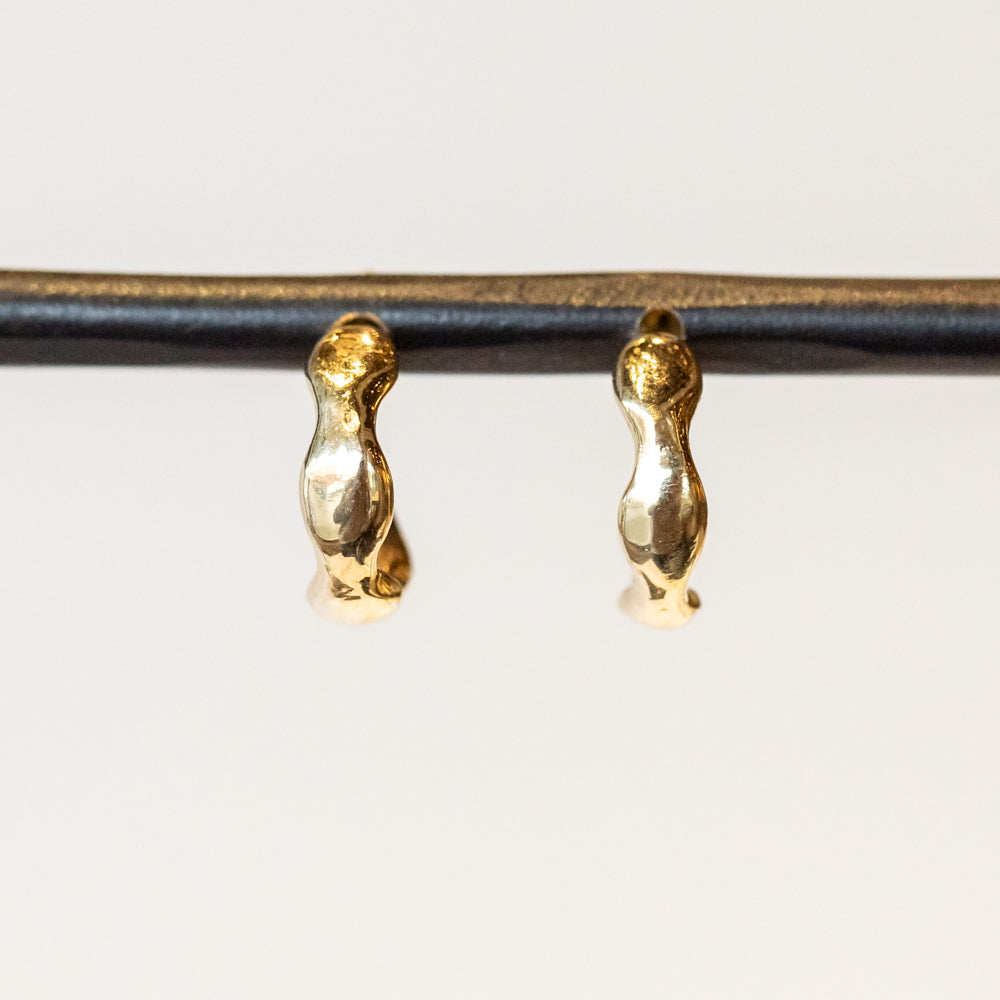 Gold Ripple Huggie Hoop Earrings