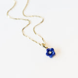 Lapis and Diamond Blossom Flower Necklace