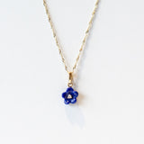Lapis and Diamond Blossom Flower Necklace