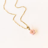 Pink Peruvian Opal and Diamond Blossom Flower Necklace