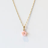 Pink Peruvian Opal and Diamond Blossom Flower Necklace