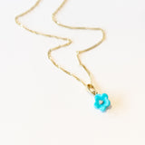 Turquoise and Diamond Blossom Flower Necklace