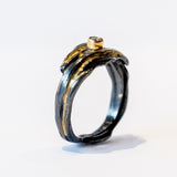 Mixed-Metal Merge Band with Diamond
