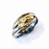 Mixed-Metal Merge Band with Diamond