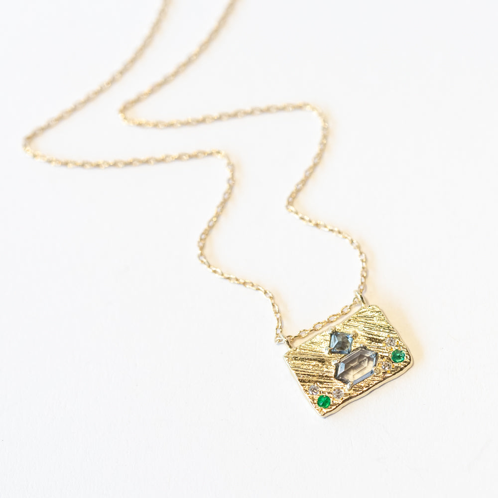 Spinel, Diamond and Emerald Medium Collage Necklace