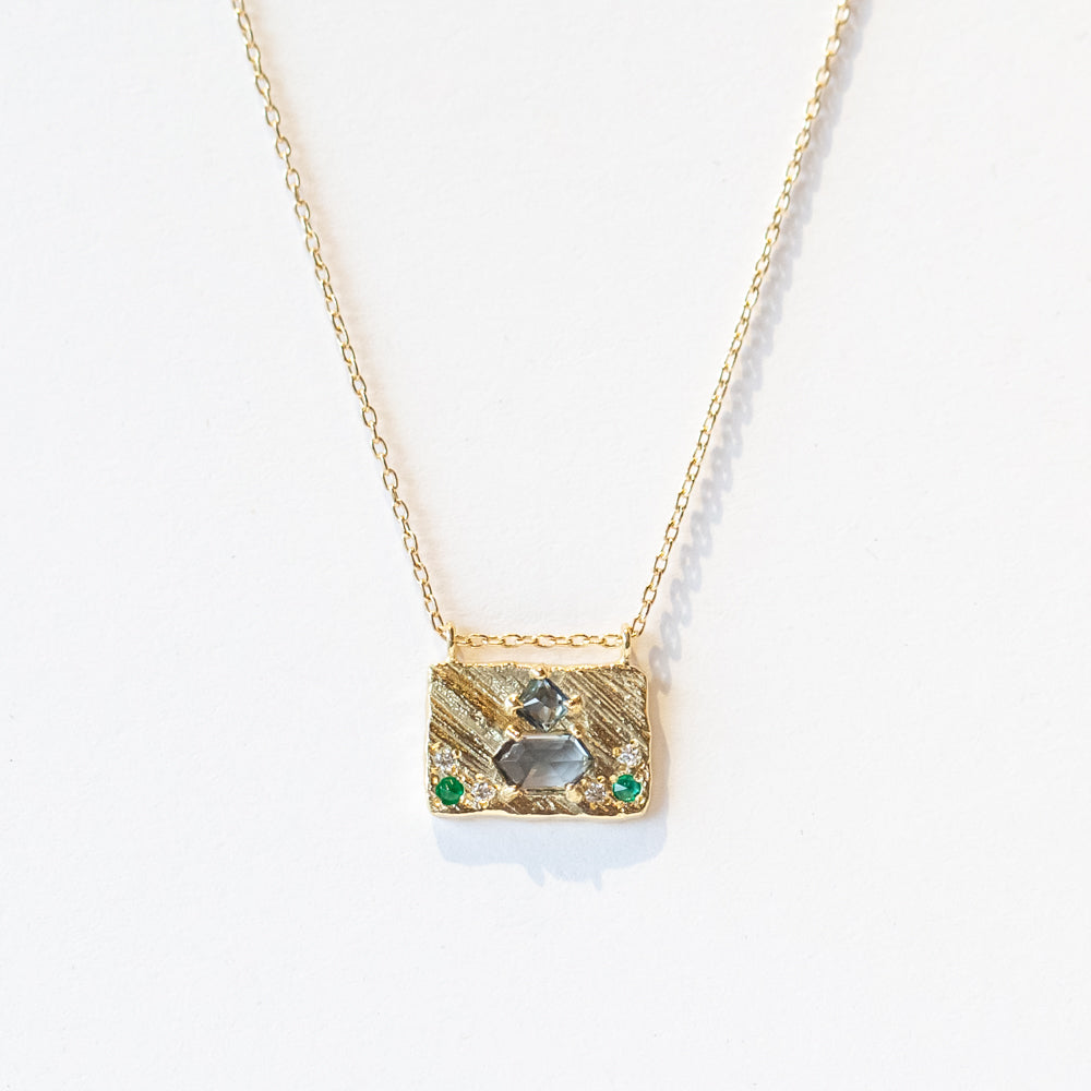 Spinel, Diamond and Emerald Medium Collage Necklace