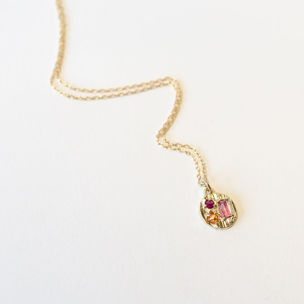 Tourmaline, Ruby and Sapphire Collage Necklace