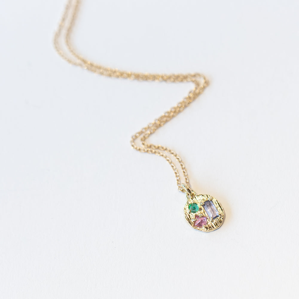 Tanzanite, Emerald and Sapphire Collage Necklace
