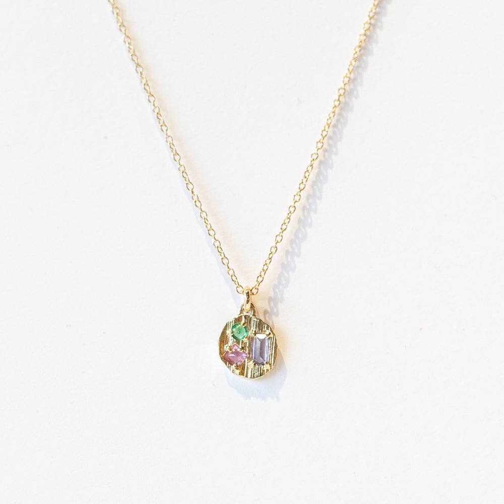 Tanzanite, Emerald and Sapphire Collage Necklace
