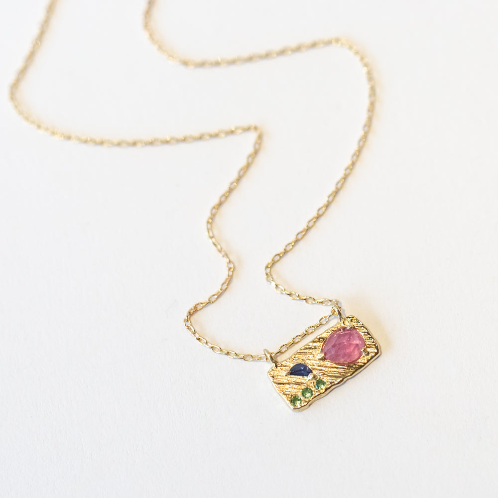 Small Sapphire and Emerald Collage Necklace