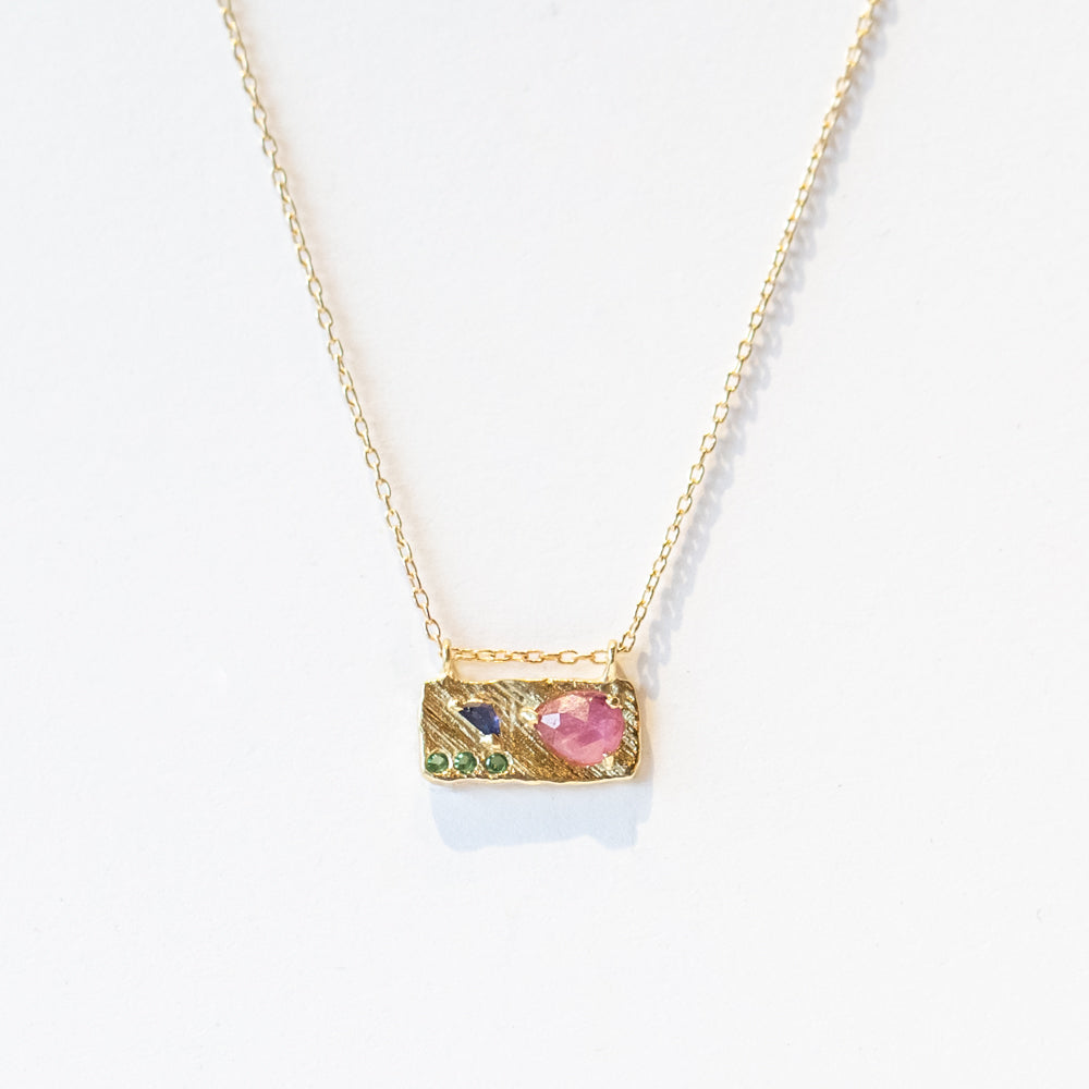 Small Sapphire and Emerald Collage Necklace