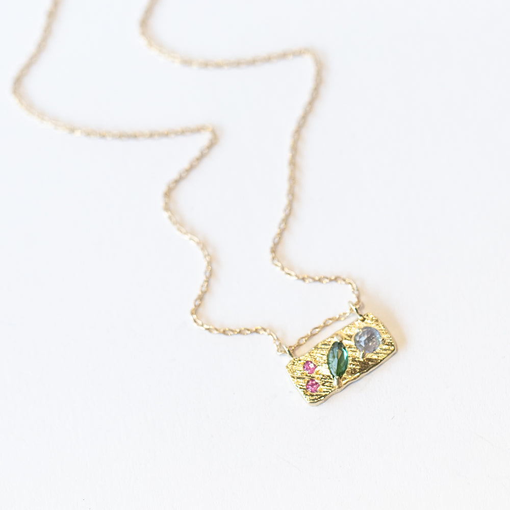 Small Sapphire and Garnet Collage Necklace