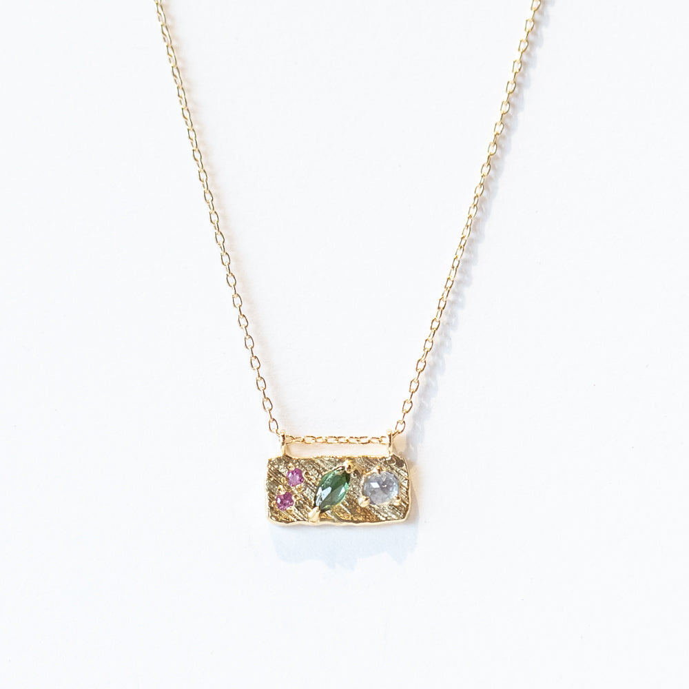 Small Sapphire and Garnet Collage Necklace