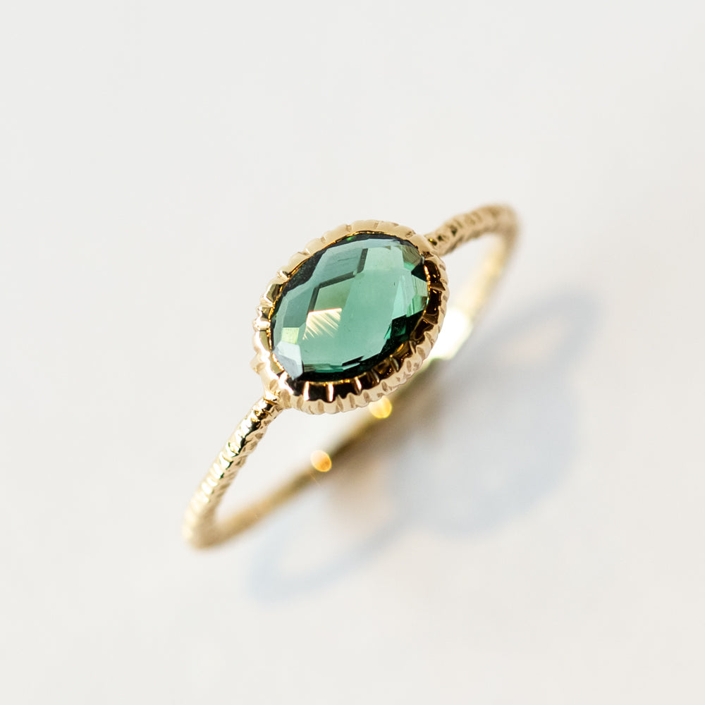 East-West Oval Indicolite Tourmaline Ring
