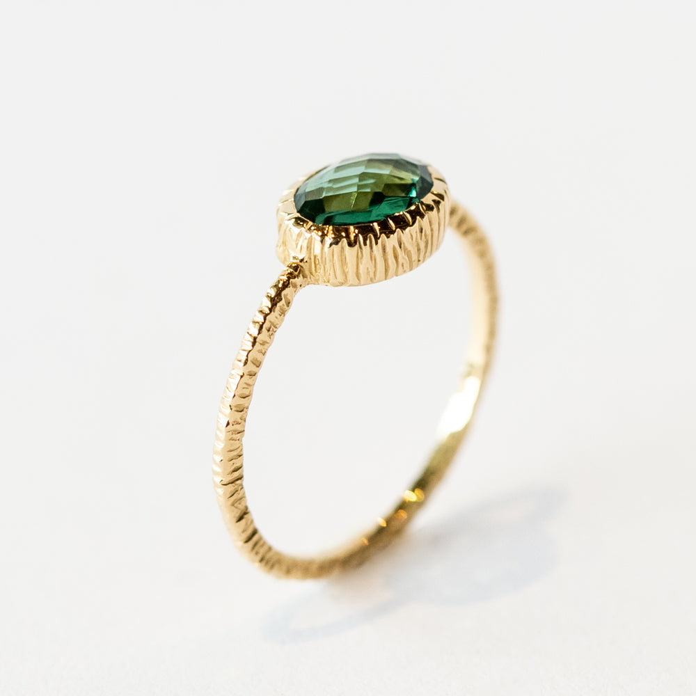 East-West Oval Indicolite Tourmaline Ring