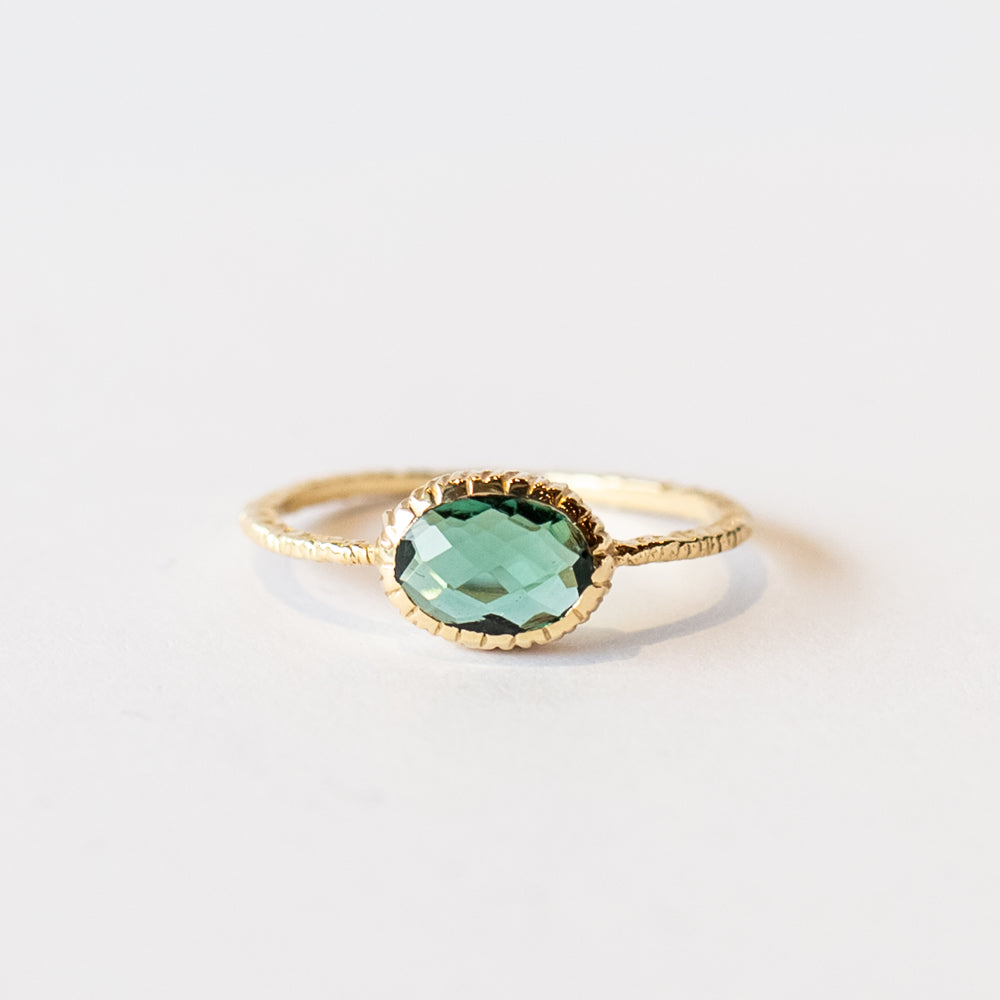 East-West Oval Indicolite Tourmaline Ring