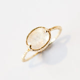 East-West Oval Rainbow Moonstone Ring