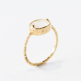 East-West Oval Rainbow Moonstone Ring