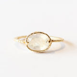 East-West Oval Rainbow Moonstone Ring