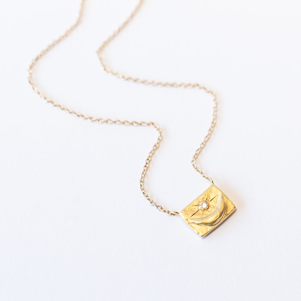 Crescent Moon Diamond Portrait Necklace