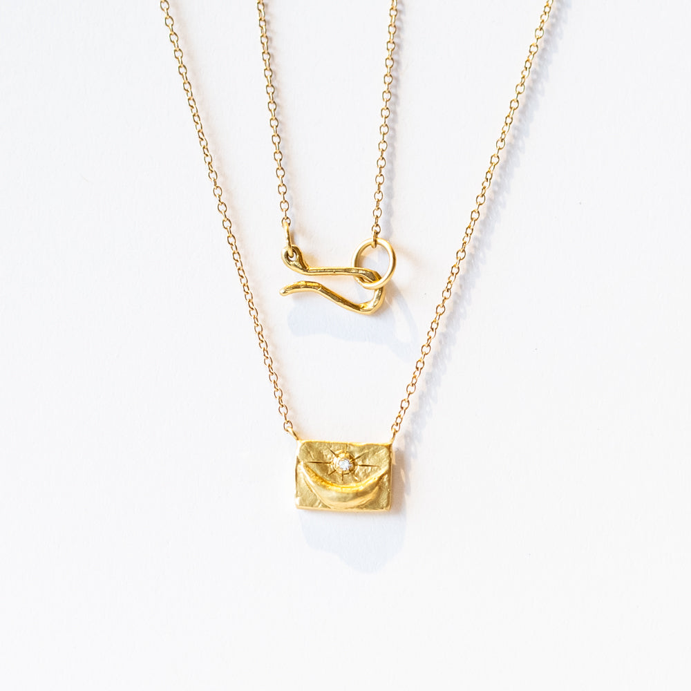 Crescent Moon Diamond Portrait Necklace