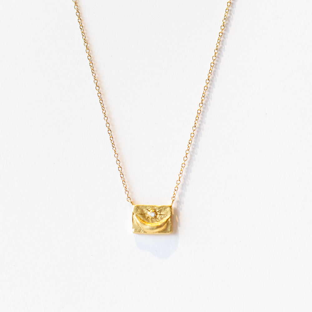 Crescent Moon Diamond Portrait Necklace