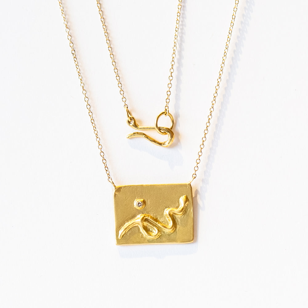 Diamond Serpent Plate Necklace