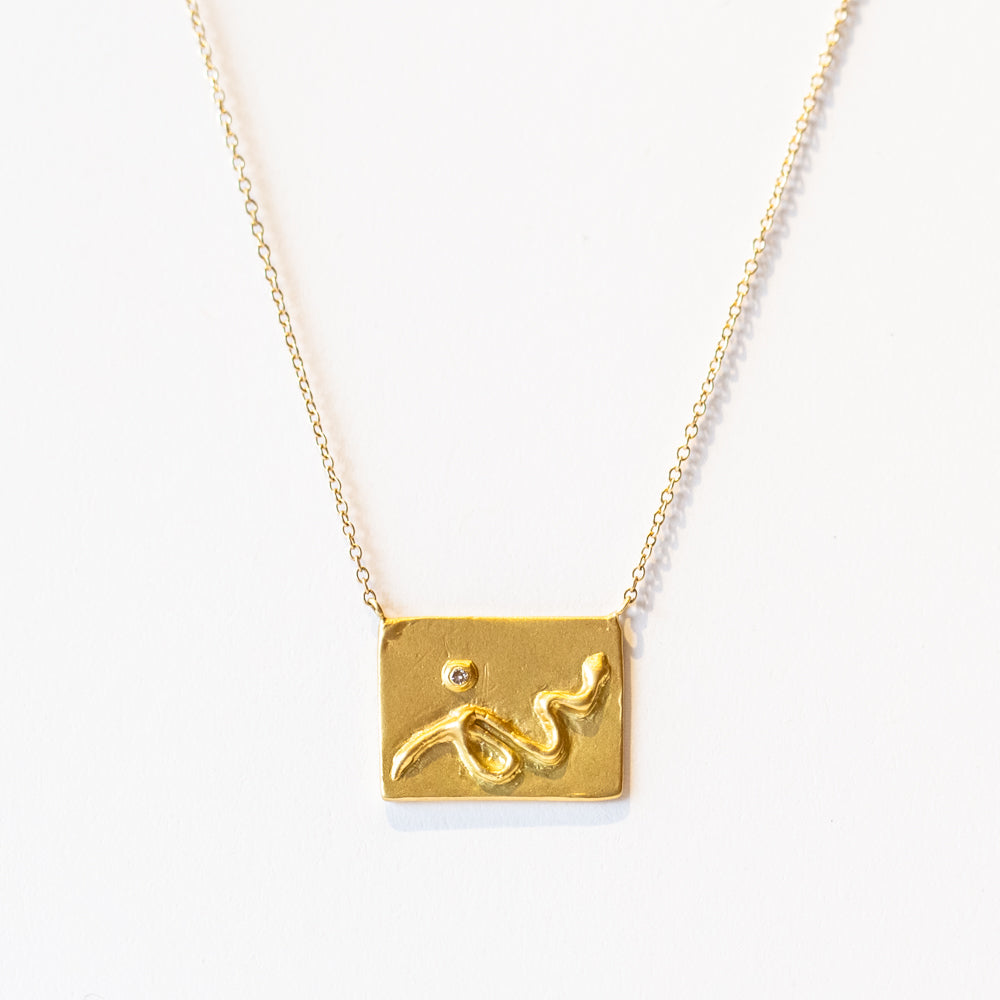 Diamond Serpent Plate Necklace