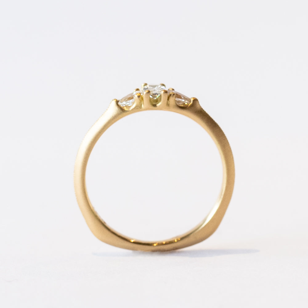 Three Stone Oval and Pear Diamond Ring
