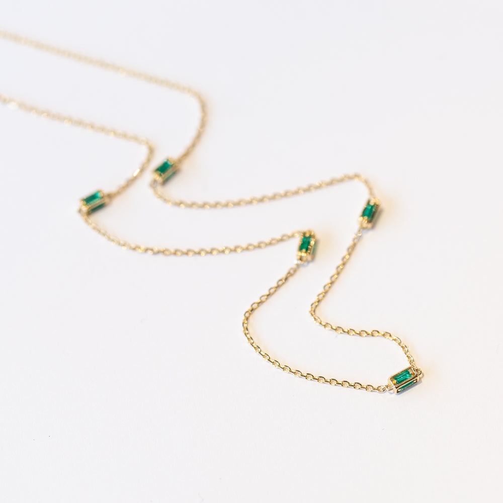 Suzanne Kalan | 18k Block Chain Five-Station Emerald Necklace