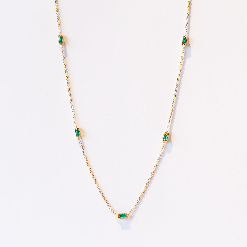 Suzanne Kalan | 18k Block Chain Five-Station Emerald Necklace
