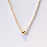 Suzanne Kalan | 18k Infinite Beaded Pearl and Mini Golden Rondelle Necklace