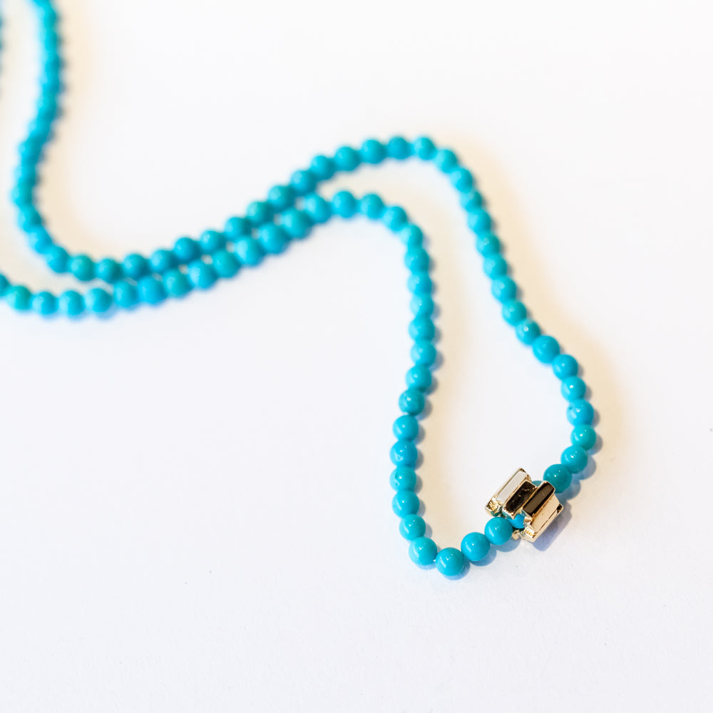 18k Infinite Beaded Turquoise and Mini Golden Rondelle Necklace