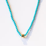 18k Infinite Beaded Turquoise and Mini Golden Rondelle Necklace